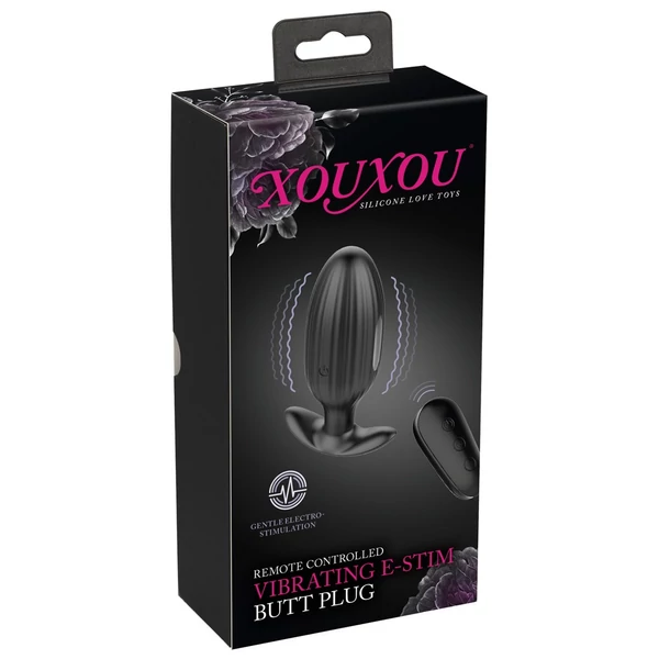 XOUXOU E-stim Butt Plug - Elektro análdildó (fekete)