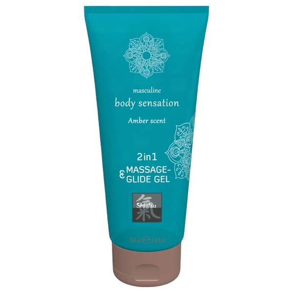 Shiatsu 2in1 Amber Scent - masszázs síkosító - amber (200ml)