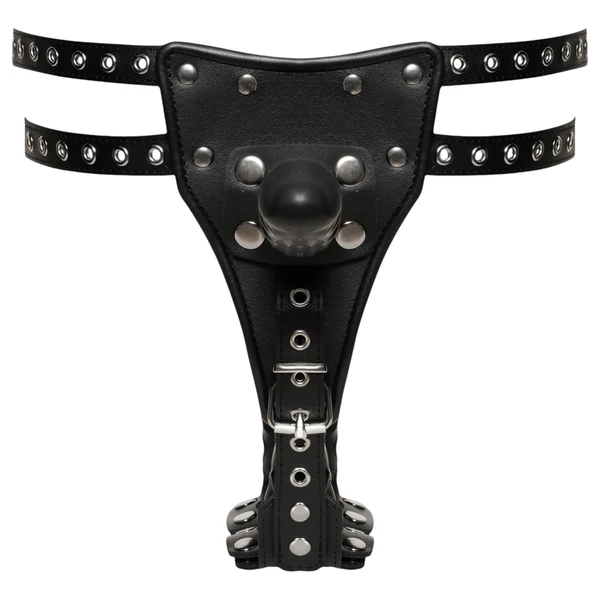 ZADO - bőr alsó külső + 2 belső dildóval (fekete)