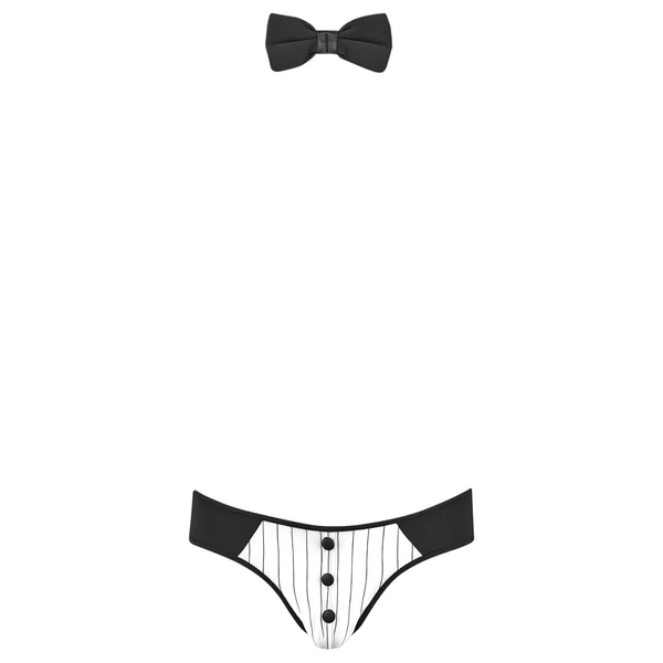 Svenjoyment - férfi pincér tanga jelmez szett (fekete-fehér)