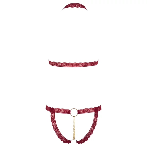 Cottelli - fém gyűrűs, nyitott melltartó szett (piros)