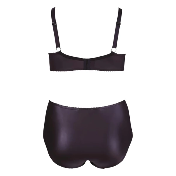 Cottelli Plus Size - keresztpántos melltartó és bugyi (fekete)