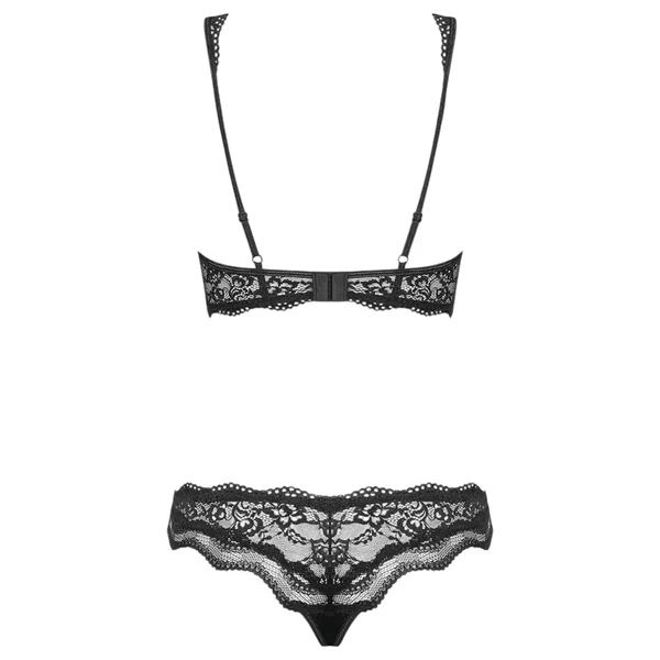 Obsessive Luvae - virágos, strasszos melltartó szett (fekete)