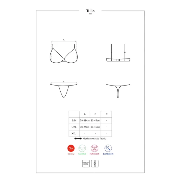 Obsessive Tulia - csipkés fehérnemű szett (fekete-pink)