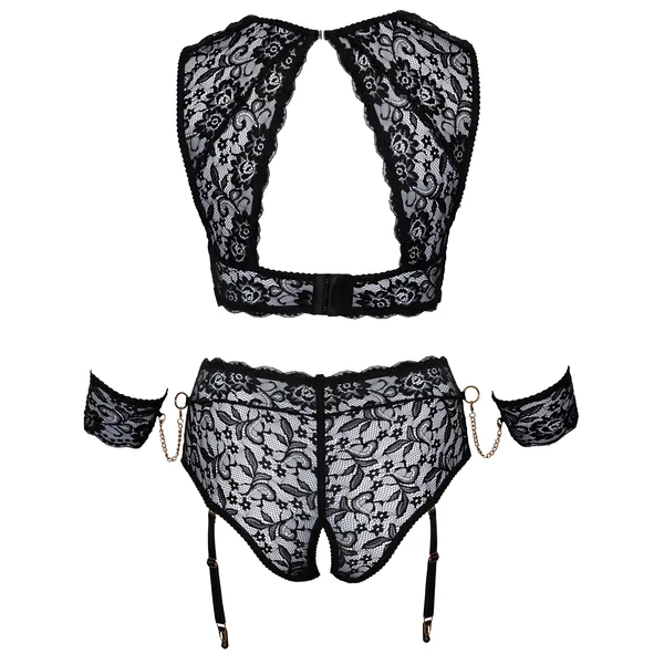 Cottelli Bondage Plus Size - csipke melltartó szett (fekete)