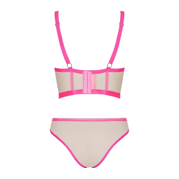 Obsessive Nudelia - melltartó szett (natúr-pink) - S/M