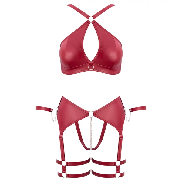 Cottelli Bondage - keresztpántos melltartó szett (piros)