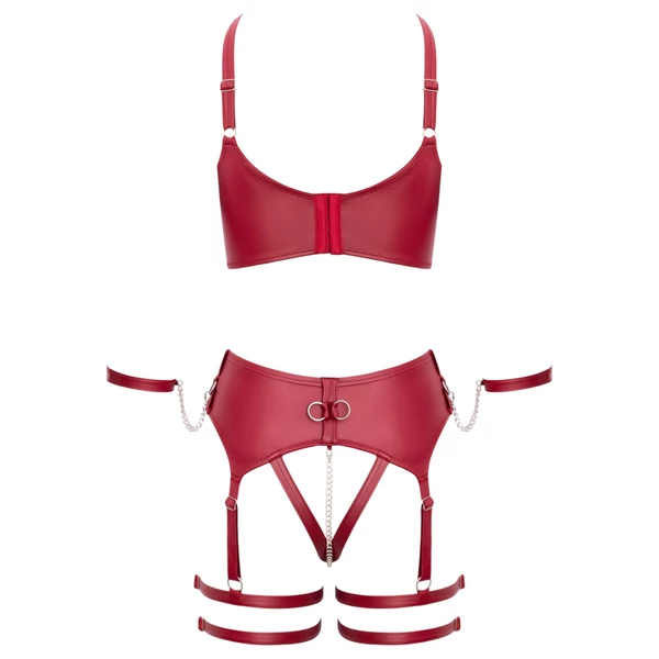 Cottelli Bondage - keresztpántos melltartó szett (piros)