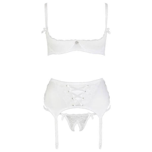 Cottelli - fűzős, csipkés mellemelő szett (fehér)