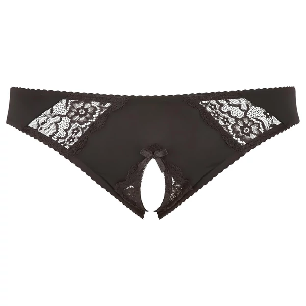 Cottelli Plus Size - csipkés, nyitott bugyi (fekete)