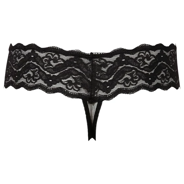 Cottelli - Gyöngyös csipke tanga (fekete)