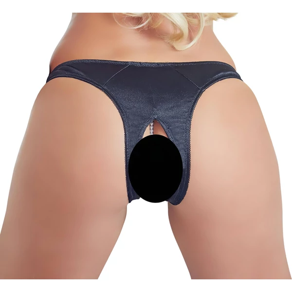 Cottelli - gyöngyös, nyitott virágos női bugyi (fekete)