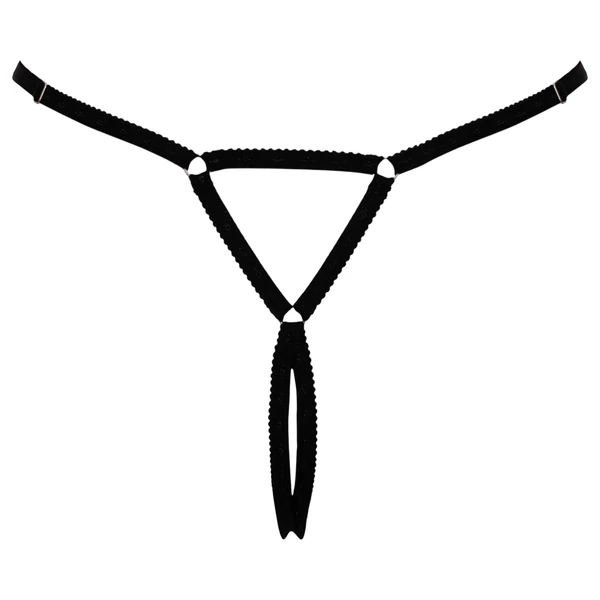 Cottelli - nyitott string tanga csillogó kővel - fekete (S-L)