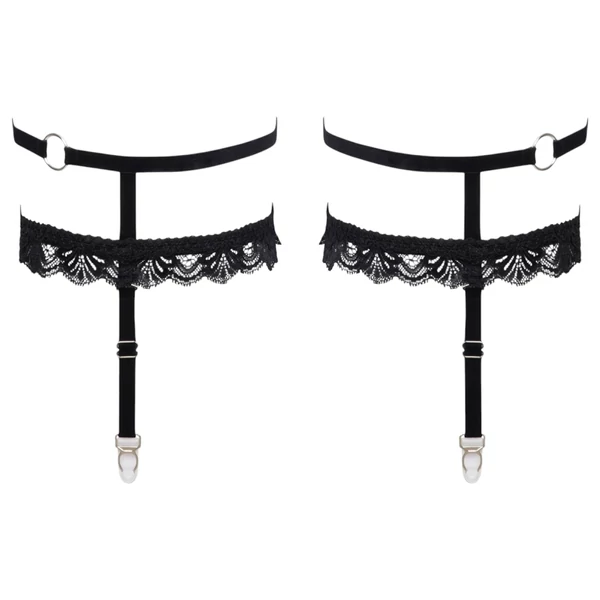 Cottelli - díszes harisnyakötő combszíj (fekete)