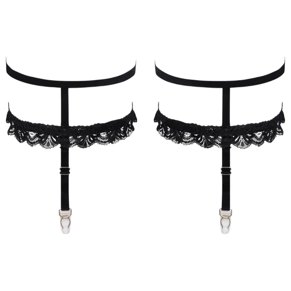 Cottelli - díszes harisnyakötő combszíj (fekete)