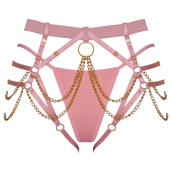 Bad Kitty - láncos hám tangával (pink)