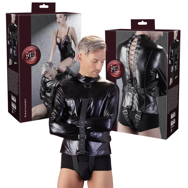 Fetish - univerzális műbőr kényszerzubbony (fekete)