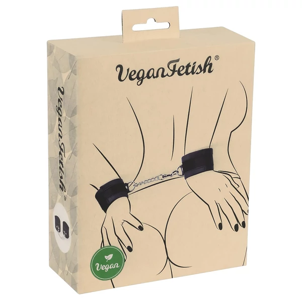 Vegan Fetish - csukló bilincs rövid lánccal (fekete)