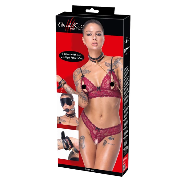 Bad Kitty - bondage szett - 6 részes (fekete)