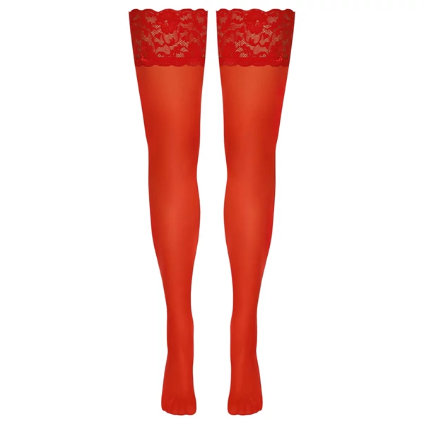 Cottelli - csipkés, virágos combfix (piros)