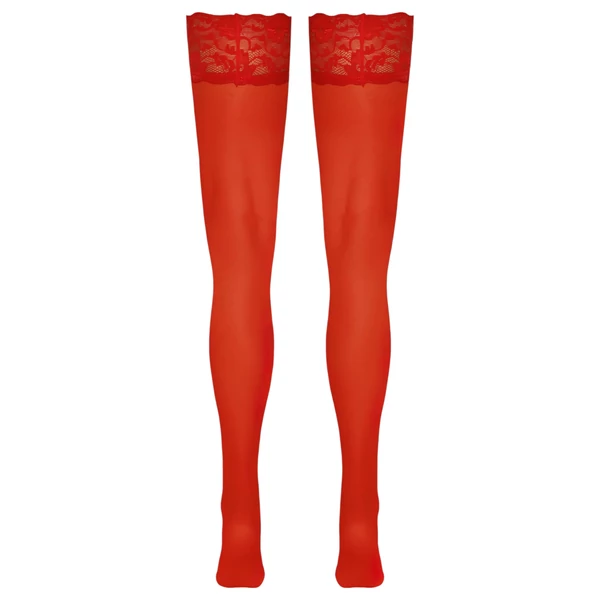 Cottelli - csipkés, virágos combfix (piros)