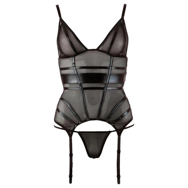 Cottelli - fényes csíkos, átlátszó felső (fekete)