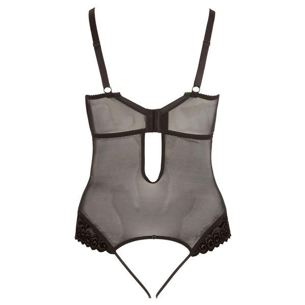 Cottelli Plus Size - Bársonyos, variálható body (fekete)