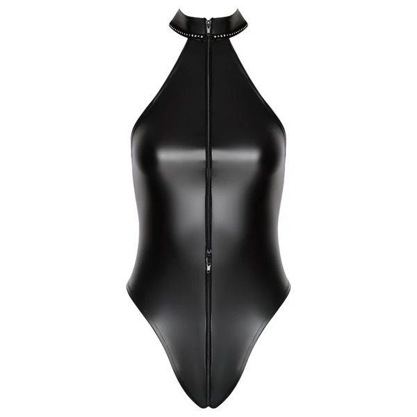 Noir - fényes nyakpántos body (fekete)