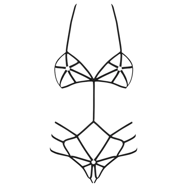 Obsessive - dísz testhám body (fekete) - S/M