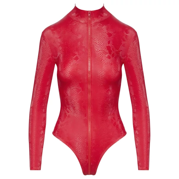 Cottelli - kígyóbőr mintás body (piros)