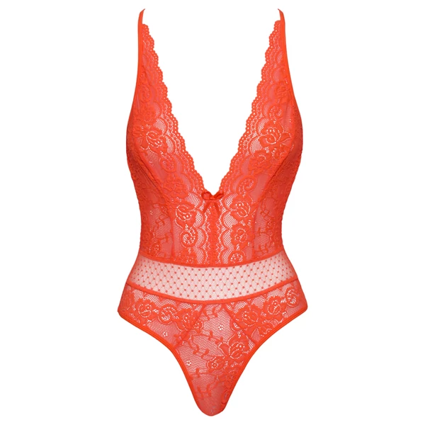 Cottelli - keresztpántos csipke body (piros)