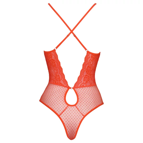 Cottelli - keresztpántos csipke body (piros)