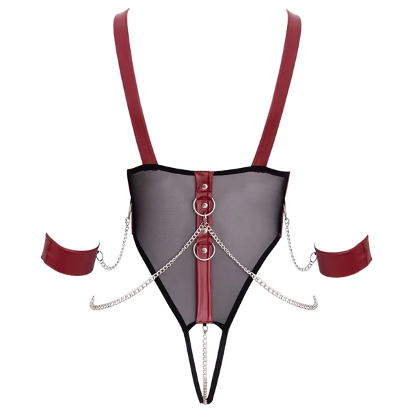 Cottelli Bondage - pántos nyitott body lánccal (fekete)