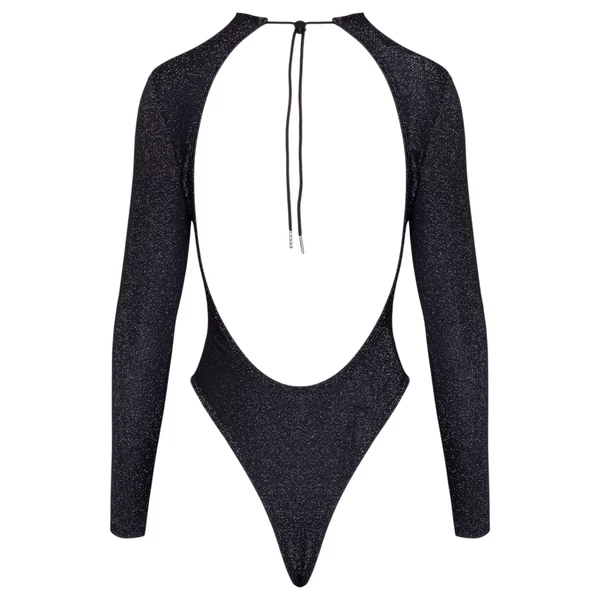 Cottelli - nyitott hátú, csillogós body (fekete)