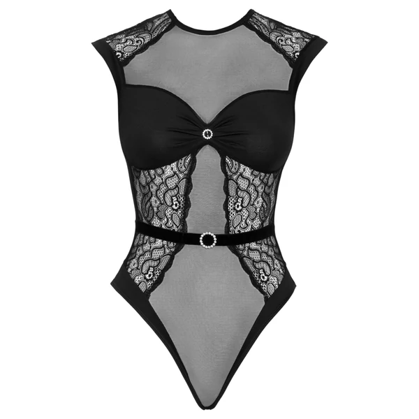 Cottelli - áttetsző csipkés body (fekete)