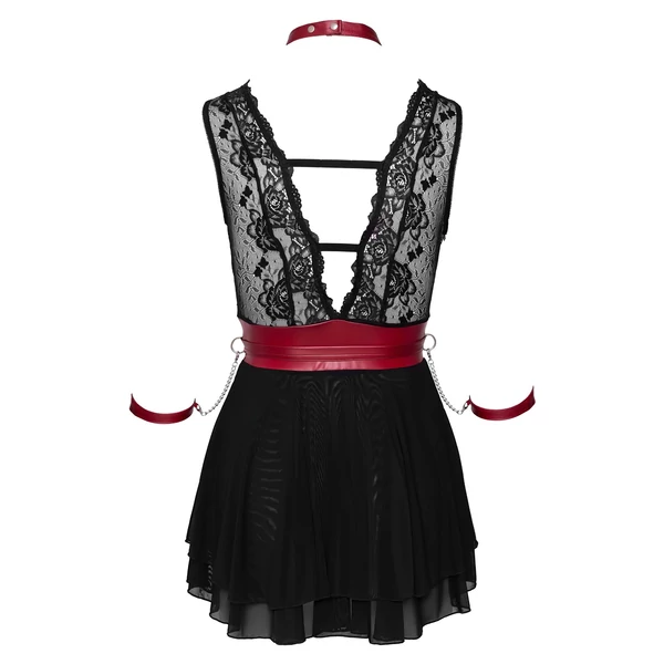 Cottelli Bondage - nyakpántos csipkés babydoll (fekete)