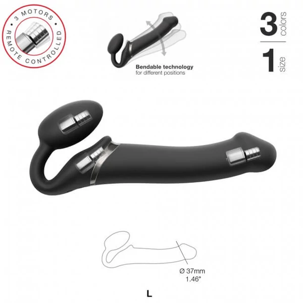 Strap-on-me L - pánt nélküli felcsatolható vibrátor - nagy (fekete)