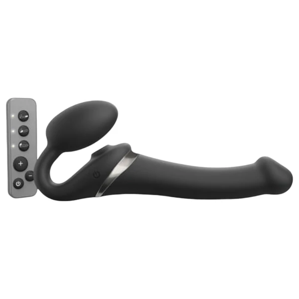 Strap-on-me M - léghullámos felcsatolható vibrátor (fekete)