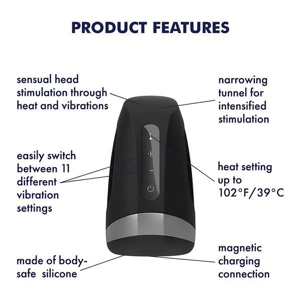 Satisfyer Men Heat Vibration - melegítő makkvibrátor (fekete)