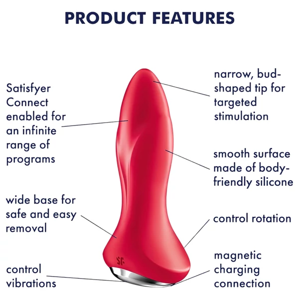 Satisfyer Rotator Plug 1 - gyöngyös anál vibrátor (piros)
