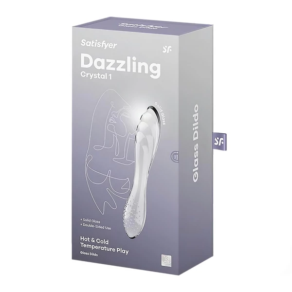 Satisfyer Dazzling Crystal 1 - kétvégű üveg dildó (átlátszó)