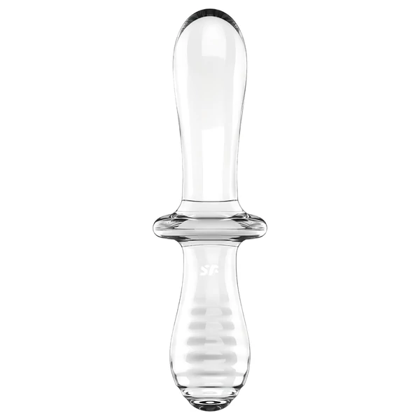 Satisfyer Double Crystal - kétvégű üveg dildó (átlátszó)