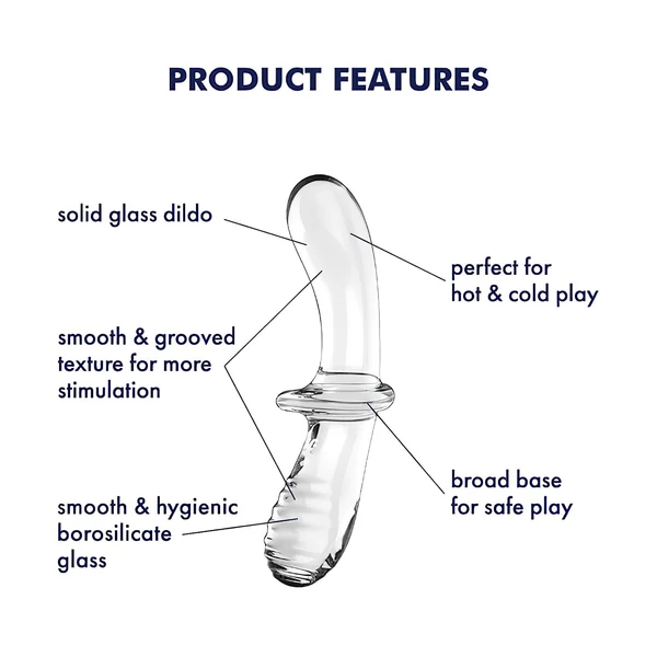 Satisfyer Double Crystal - kétvégű üveg dildó (átlátszó)