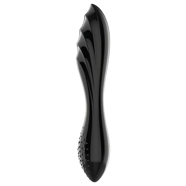 Satisfyer Dazzling Crystal 1 - kétvégű üveg dildó (fekete)