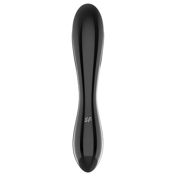 Satisfyer Dazzling Crystal 1 - kétvégű üveg dildó (fekete)