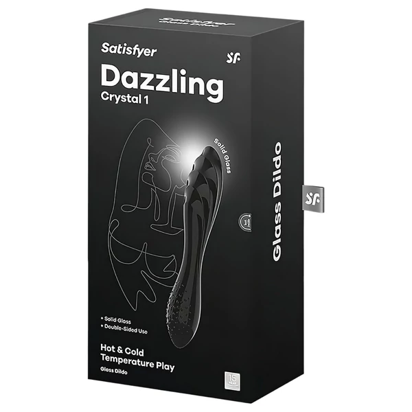 Satisfyer Dazzling Crystal 1 - kétvégű üveg dildó (fekete)