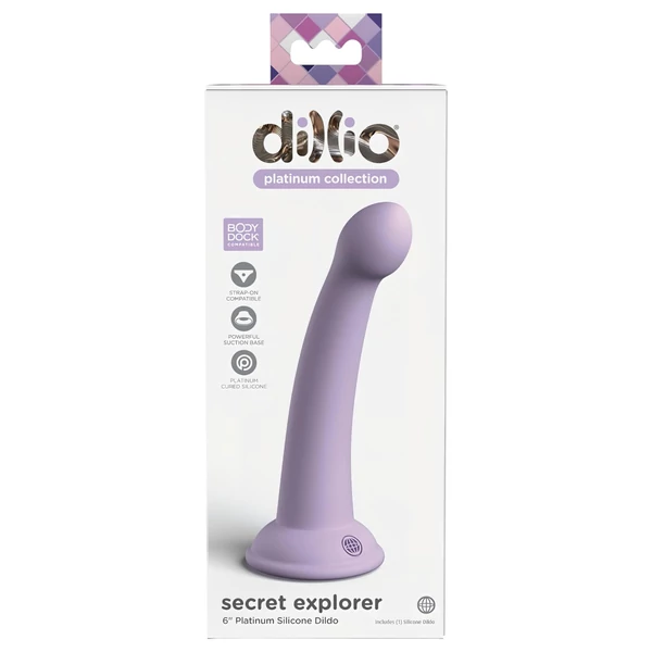 Dillio Secret Explorer - tapadókorongos dildó (17cm) - lila