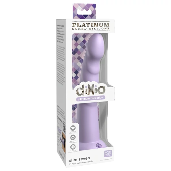 Dillio Slim Seven - tapadókorongos stimuláló dildó (20cm) - lila