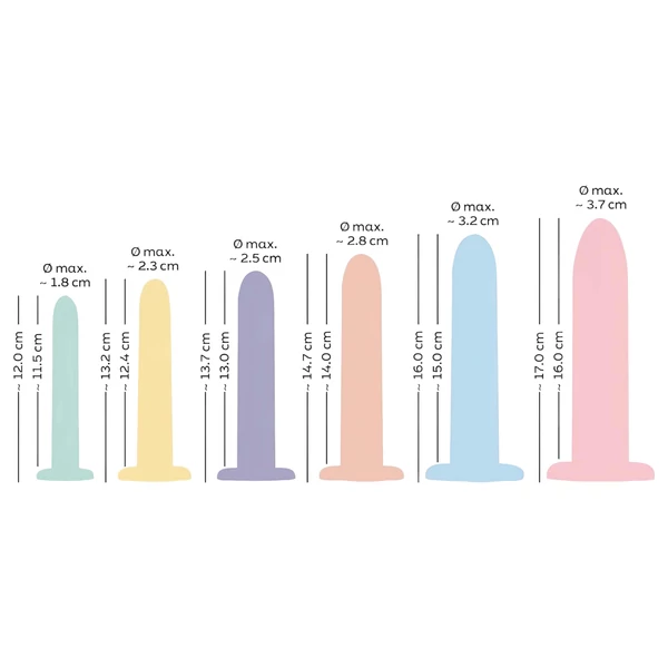 Six in a Row - dildó trainer szett - 6db (színes)