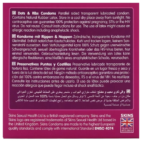 Skins - bordázott és pontozott óvszer (4db)